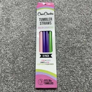 CharCharms Unicorn 6pk Reusable Straws For 40oz Tumbler NEW
